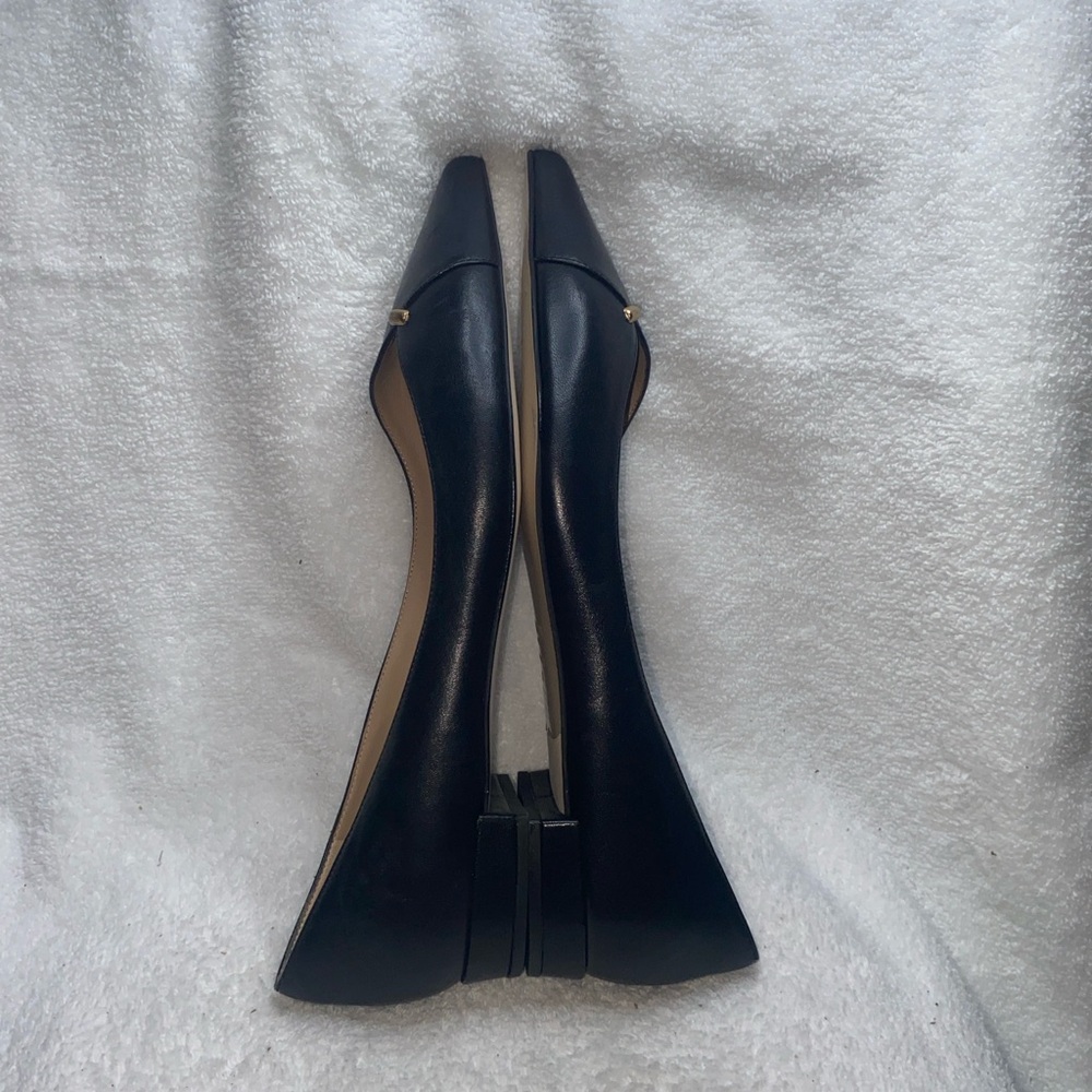 LK Bennett Black Leather Pointed Ballet Flats with Gold Accent - Picture 8 of 8